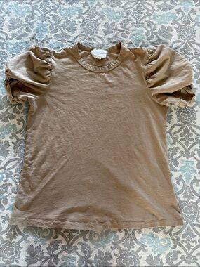 Pomander Place Brown Puff Sleeve Crew Tee